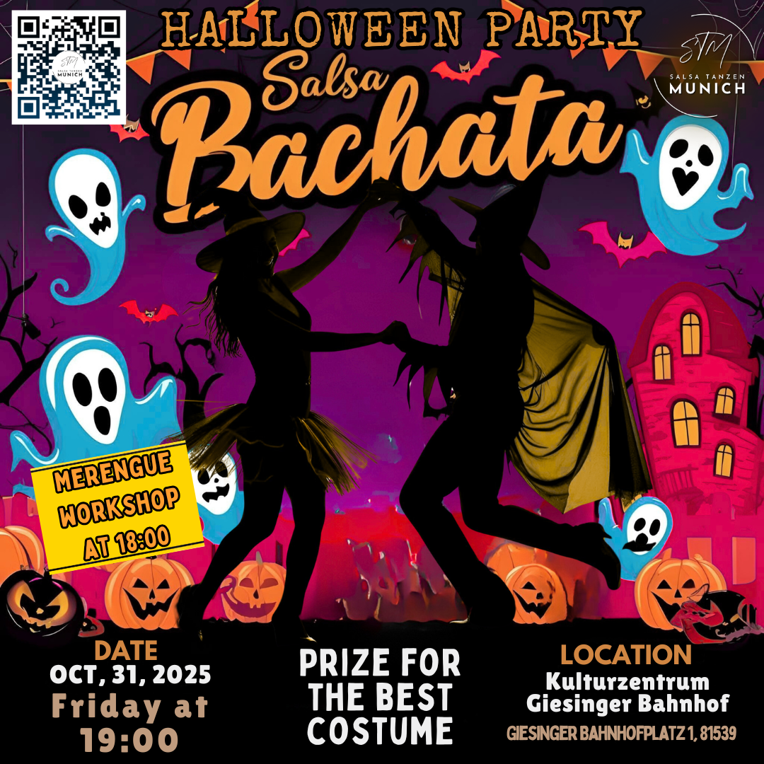 🎃 Salsa & Bachata Halloween Party 🎃🕷️ 31. Oktober mit Merengue Workshop für Anfänger – Let’s Dance! 👻