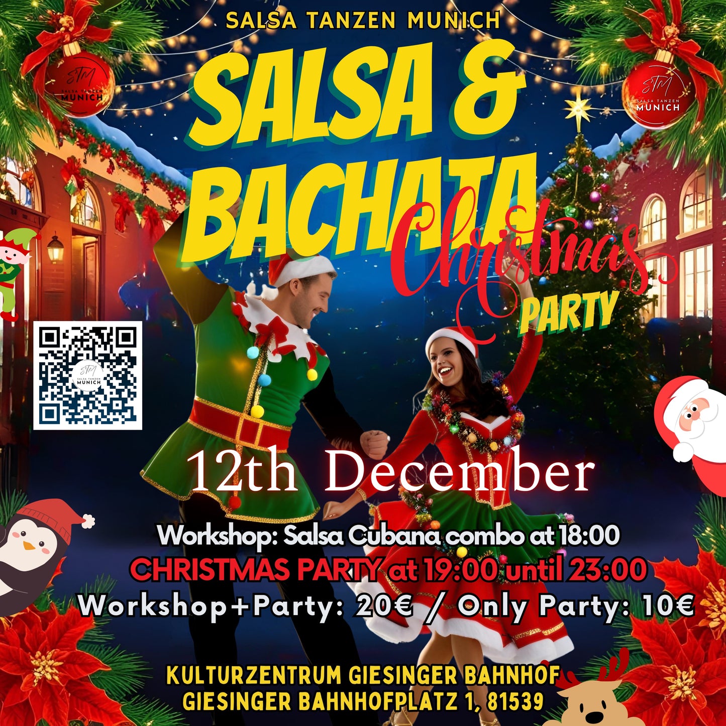 🎅🎄 Salsa & Bachata Weihnachtsparty 🎄⛄ 12. Dezember mit Salsa Cubana Combo Workshop – Let’s Dance! 🎅