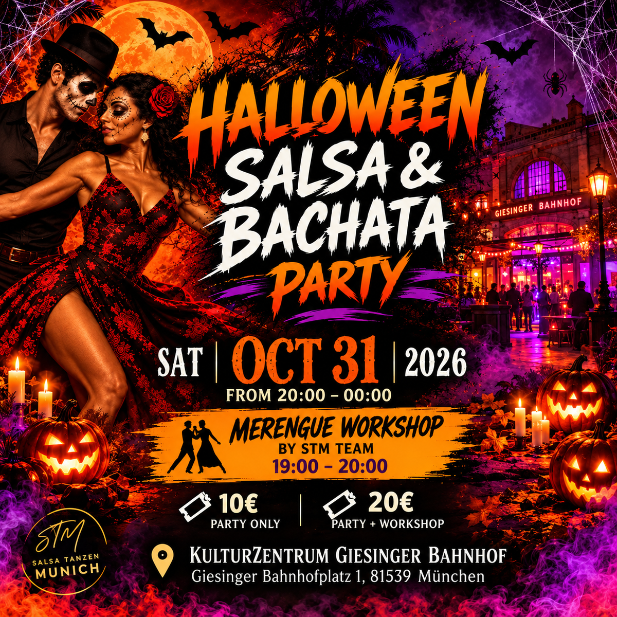 Halloween Salsa & Bachata Party München – 31.10.2026 / Merengue Workshop für Alle Levels 🎃🎃