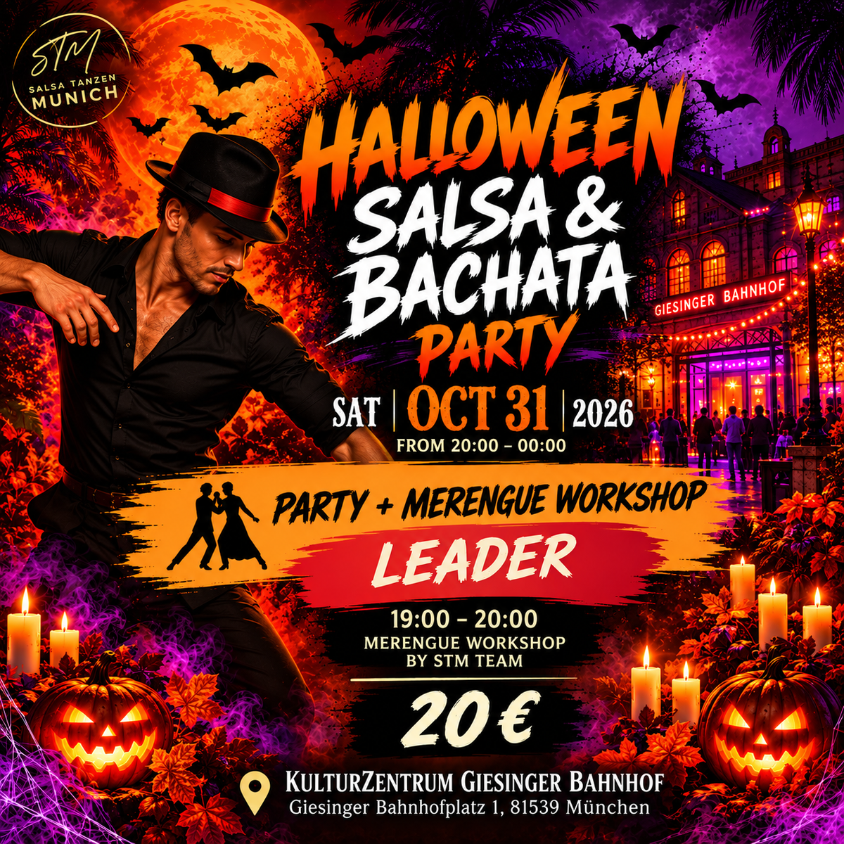 Halloween Salsa & Bachata Party München – 31.10.2026 / Merengue Workshop für Alle Levels 🎃🎃