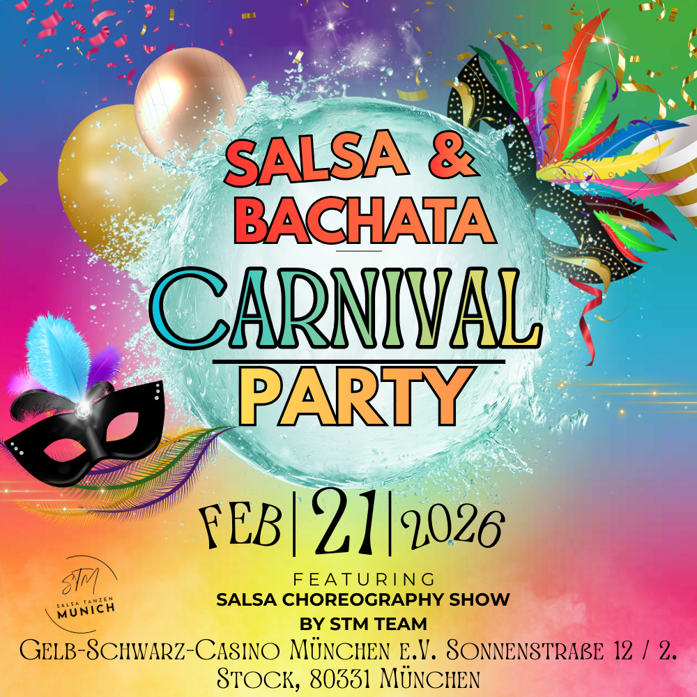 Fiesta de carnaval de salsa y bachata el 21 de febrero con taller gratuito de salsa para principiantes. ¡A bailar!
